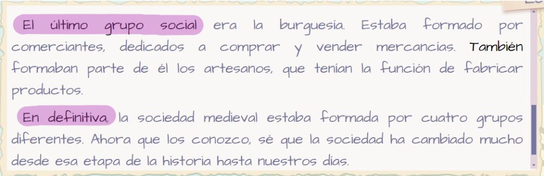 Ejemplo de guías en una redacción.