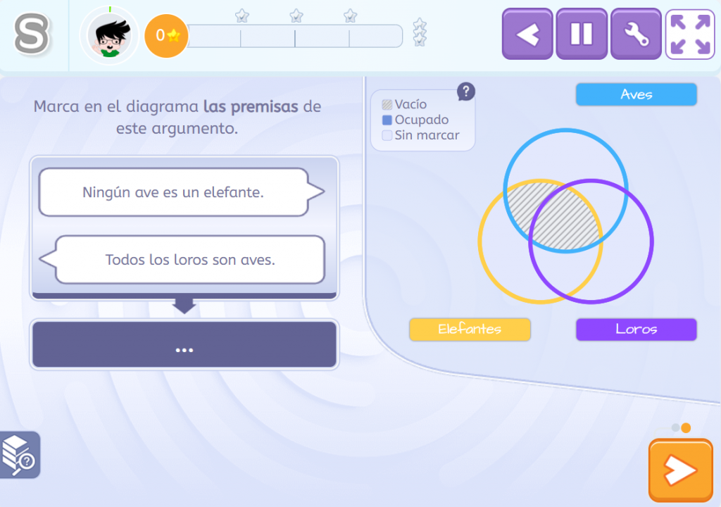 Ejercicio de Smartick con diagrama de Venn.