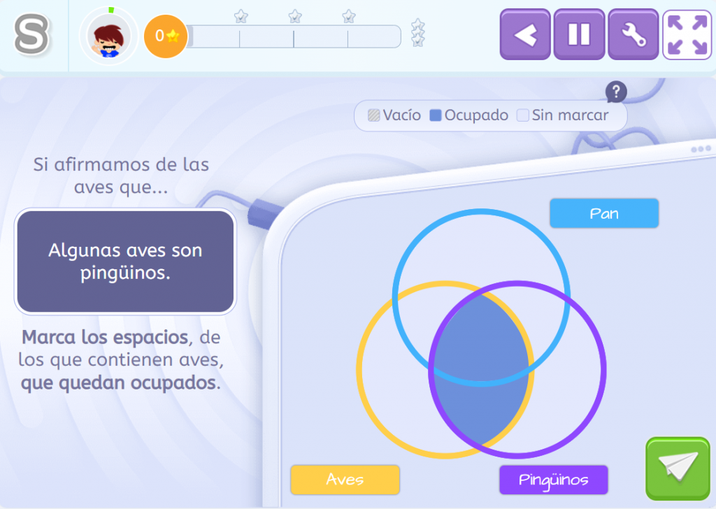 Diagrama de Venn de un ejercicio de Smartick.