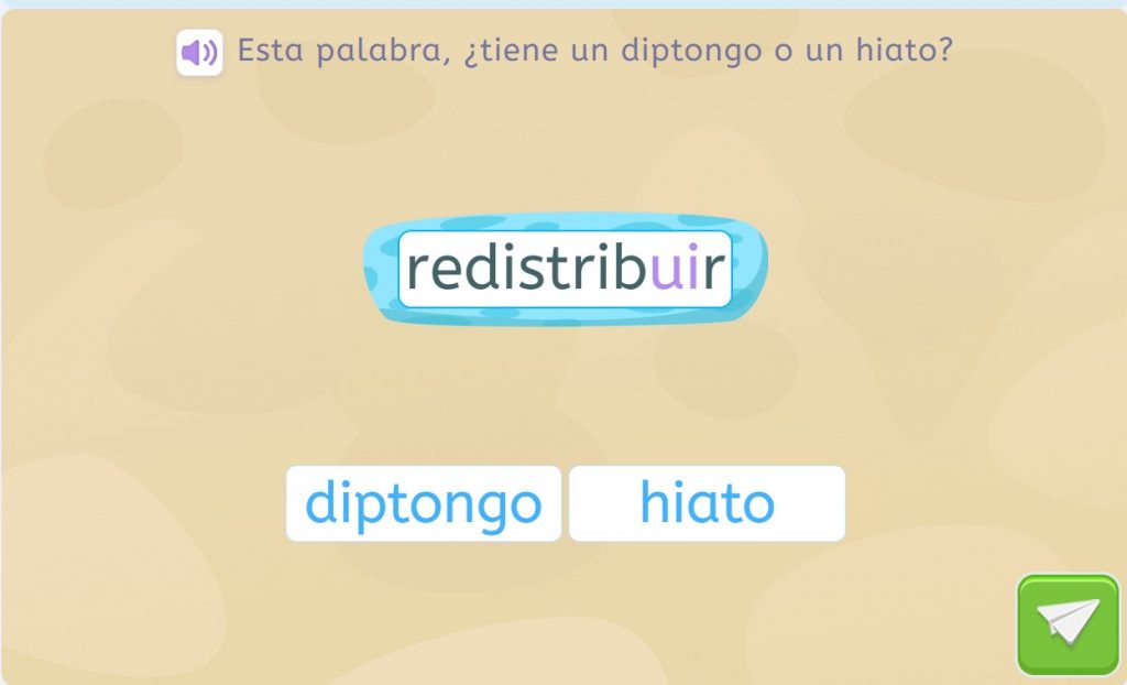 Diptongos e hiatos. Identificar si la palabra tiene un diptongo o un hiato.